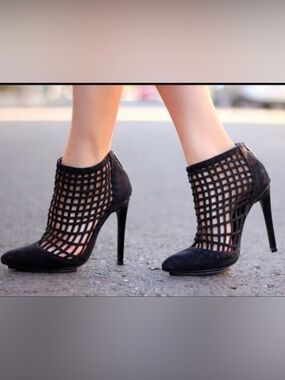 Women's Black Cage Heel Schutz Booties - Classic High Heel